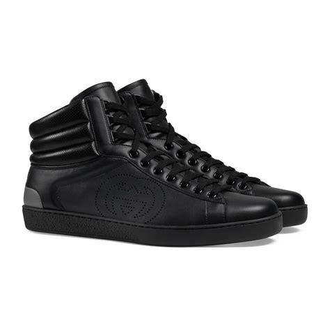 gucci ace high-top leather trainers